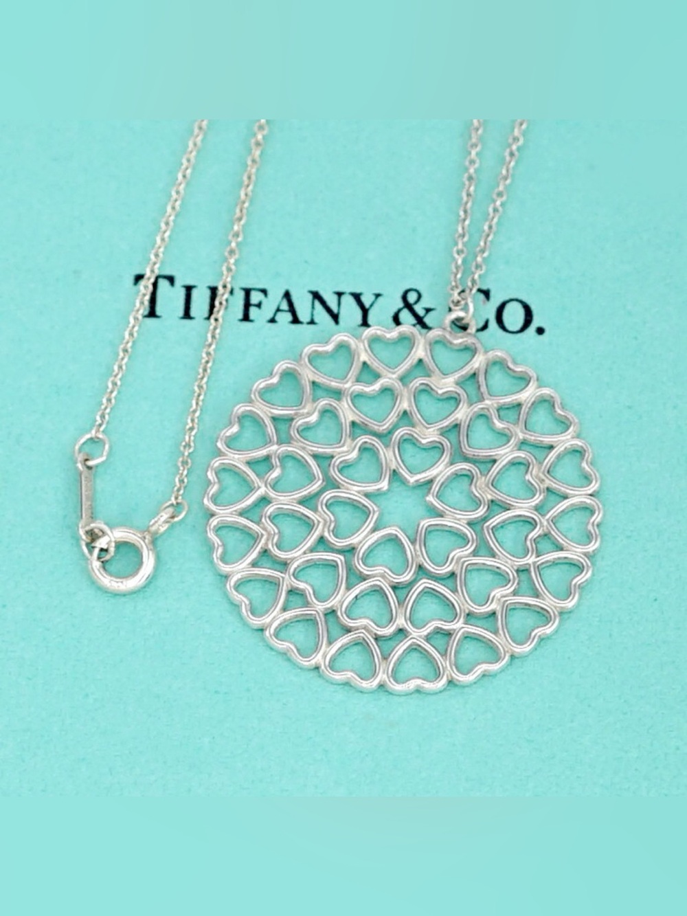 Tiffany & Co. Sterling Silver Heart Circle Pendant Necklace - Silver